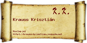 Krauss Krisztián névjegykártya